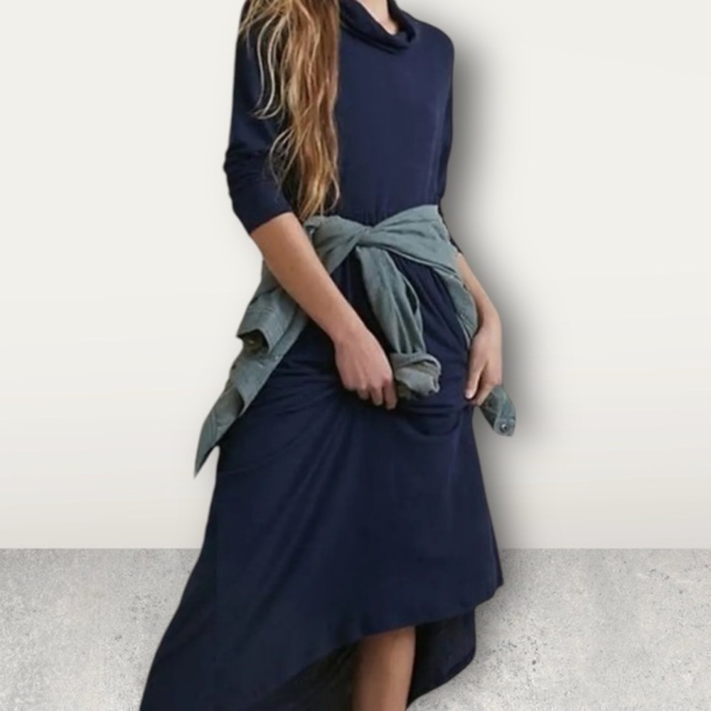 Anthropologie Dolan Alissa Blue Ribbed Cowl Neck Maxi dress